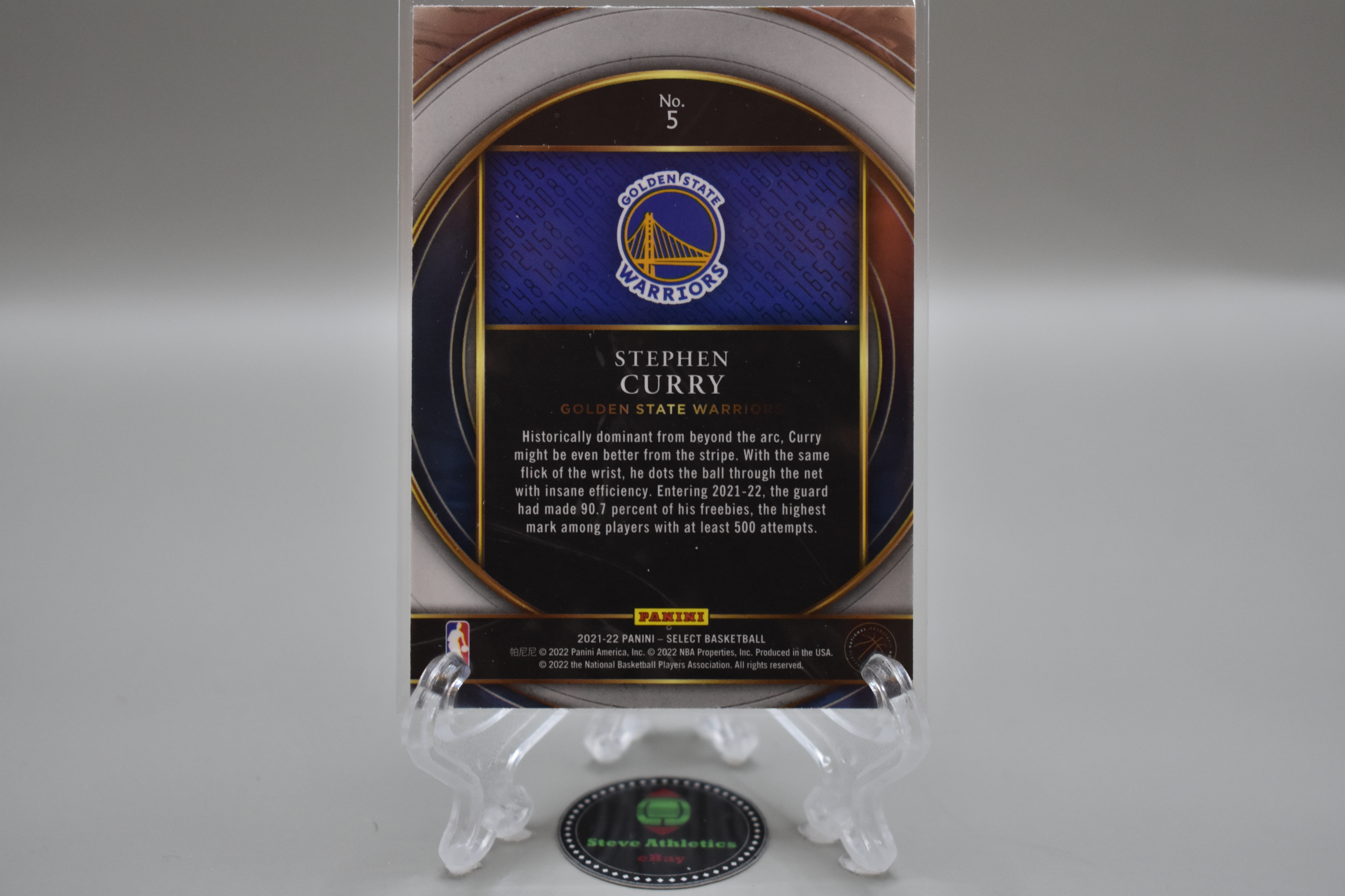Stephen Curry Warriors 2021-22 Panini Select Numbers 30 Insert