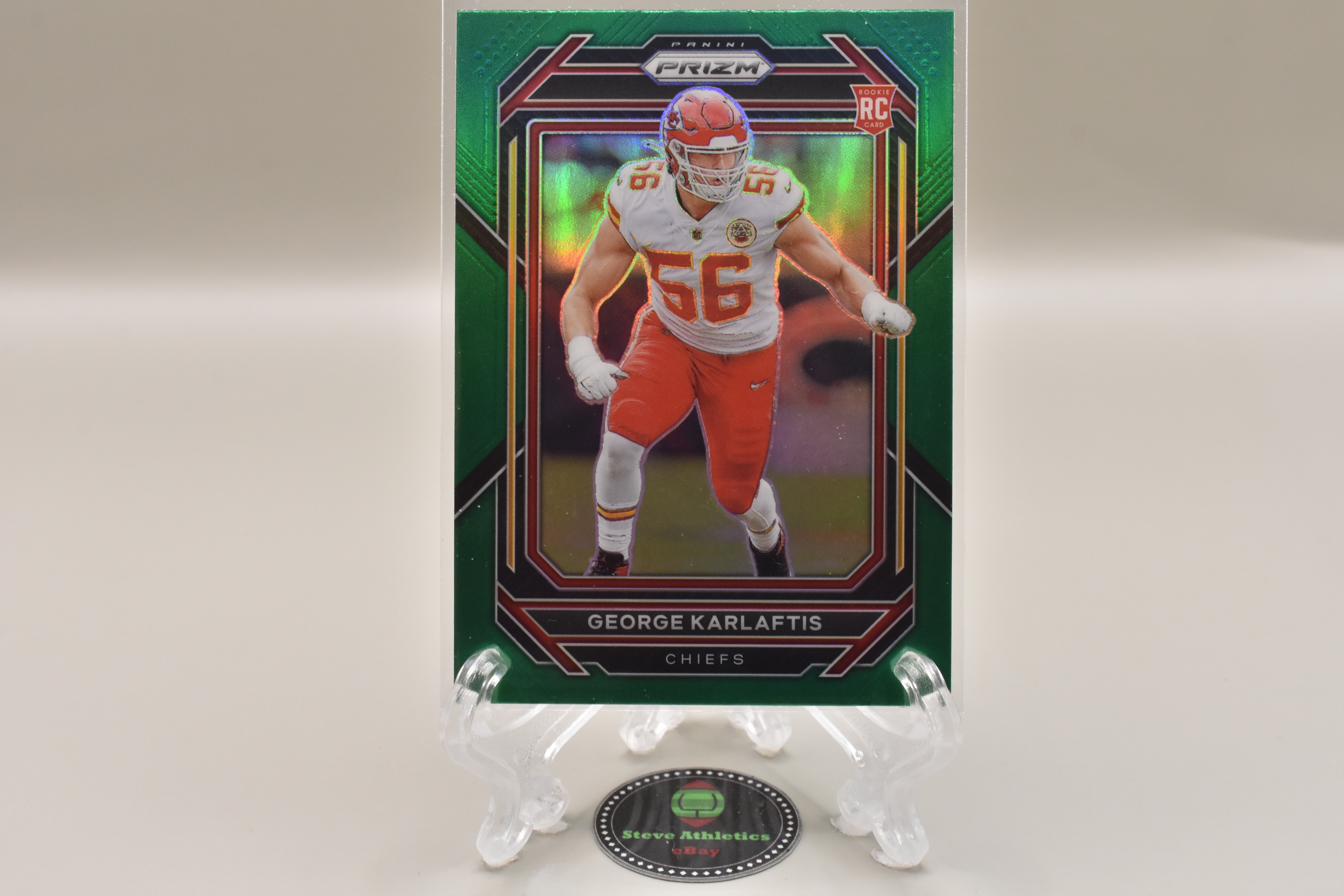 George Karlaftis Chiefs 2022 Panini Prizm Green Parallel Rookie RC Card #378
